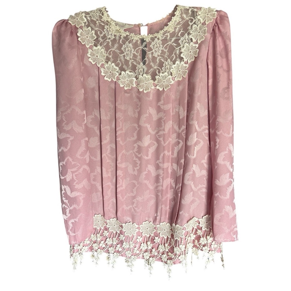 Vintage JC Penny 2 Piece Satin Mauve  Ivory Lace Skirt Set‎ Women's Size 10 - Picture 3 of 7